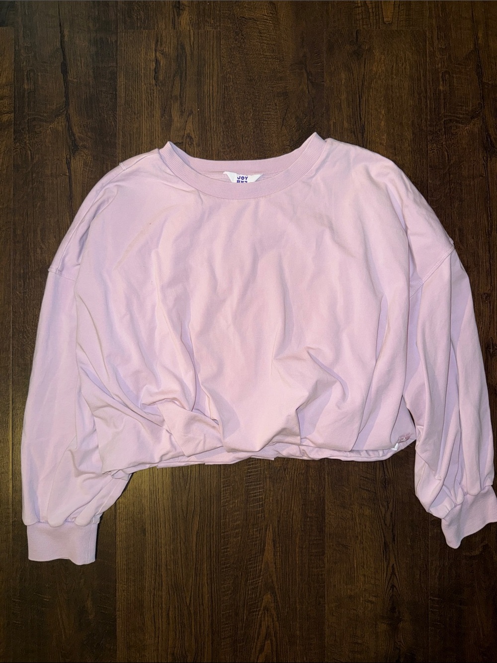 JoyLab Cropped Crew Sweatshirt in Pale Pink
